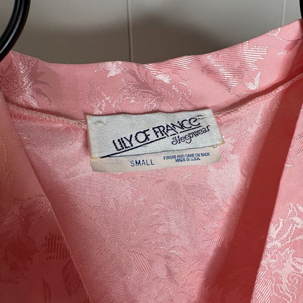 Vintage Lily of France Short Robe Womens S Lingerie Sleepwear PJs Pink Satin - Picture 2 of 5
